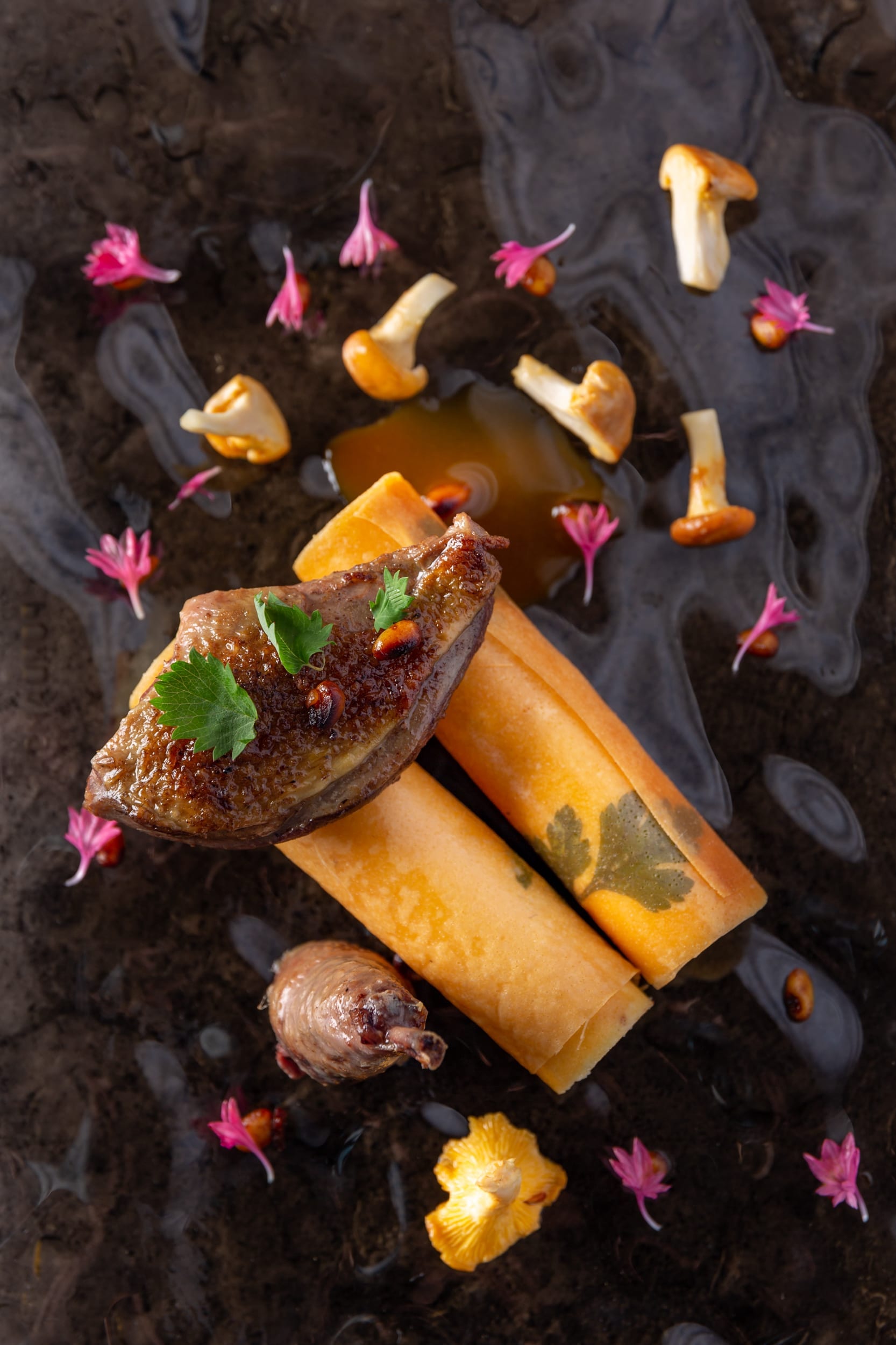 Viande avec des champignons Canard et champignon du restaurant La Tour à Espalion menu